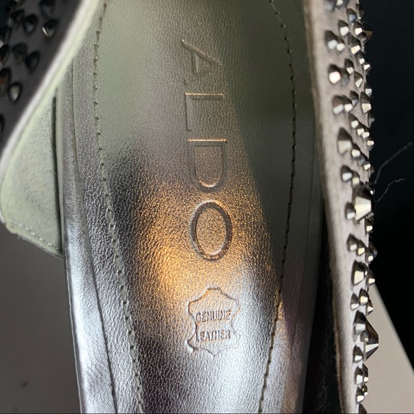 ALDO silver studded peep toe wedding formal heels, size 8.5 - Picture 6 of 8